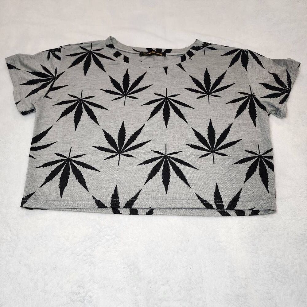Mira Luxe size L marajuana leaf print Shirt